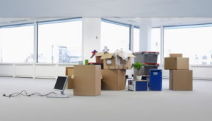 DLO office moving experts - Office with moving boxes