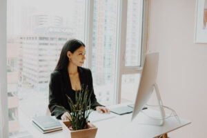 A professional woman planning her office move